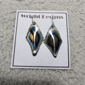 Earrings By‎ David Wright Custom Made From ChromePlate NWT Brutalist Vintage